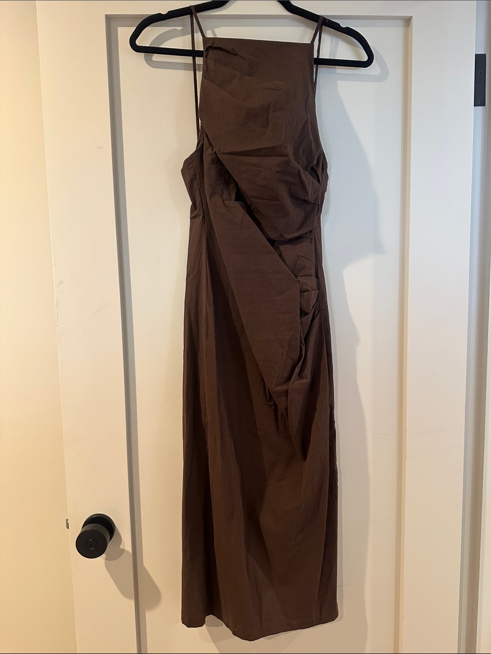 Zara Brown Maxi Dress with Draped Front